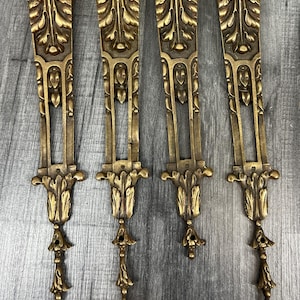 Antique French Metal Appliques | 4 Decorative Gilt Ornaments Set | Architectural Salvage Mounts | Vintage Rococo Furniture Trim | Lot 4170