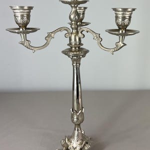 Antique Silver-Plated Candelabra – 4-Arm Elegant French Candle Holder (Lot 3606)