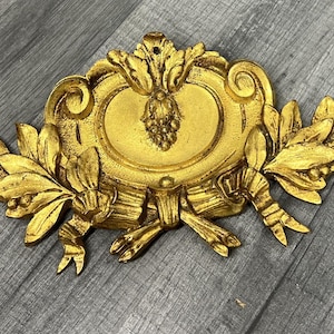 Antique French Metal Pediment | Decorative Gilt Applique | Architectural Salvage Wall Ornament | Vintage Rococo Furniture Trim | Lot 4167