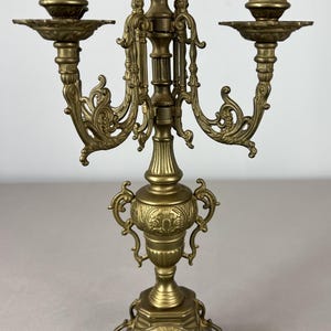 Antique French 4-Arm Brass Candelabra – Baroque Style (Lot 3614)