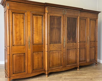 Wardrobe Vintage French Ehalt Six Door Carved Armoire Cabinet LOT 6112