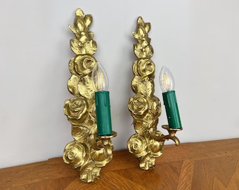 Pair of Wall Sconces Vintage French Style Ornate Decorative Lighting LOT 6065