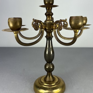 Five Arm French Vintage Brass Candelabra Candleholder Candlestick (LOT 5158)