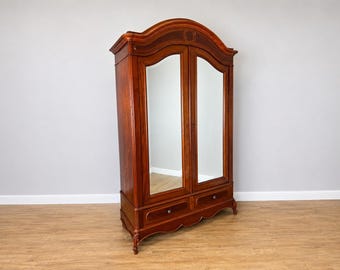 Wardrobe Antique French Two Door Mahogany Mirrored Carved Armoire LOT 6152