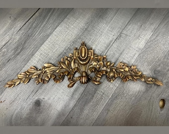 Antique French Metal Pediment | Decorative Applique Architectural Salvage | Ornate Wall Ornament Rococo Style Furniture Trim | Lot 4164