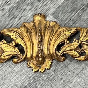 Antique French Gilt Pediment | Applique Architectural Salvage | Gold Leaf Wall Ornament | Rococo Style Furniture Trim | Lot 4163