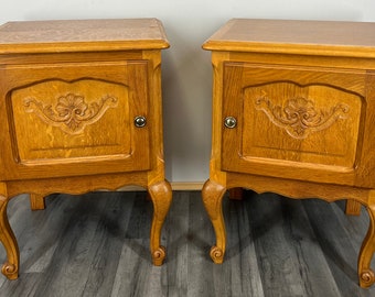 Pair of Bedside Tables Vintage French Louis XVI Style Cabinets Storage LOT 2869