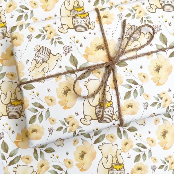 Original Winnie The Pooh Wrapping paper | New Born Gift | Handmade Wrapping Paper