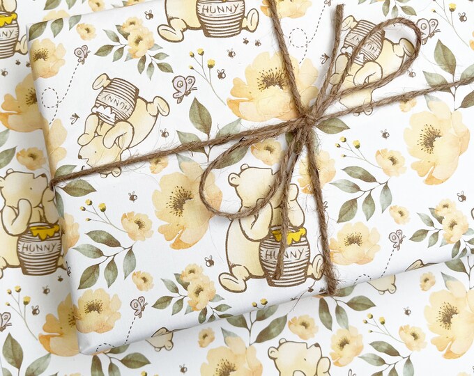Original Winnie the Pooh Wrapping Paper New Born Gift Handmade Wrapping