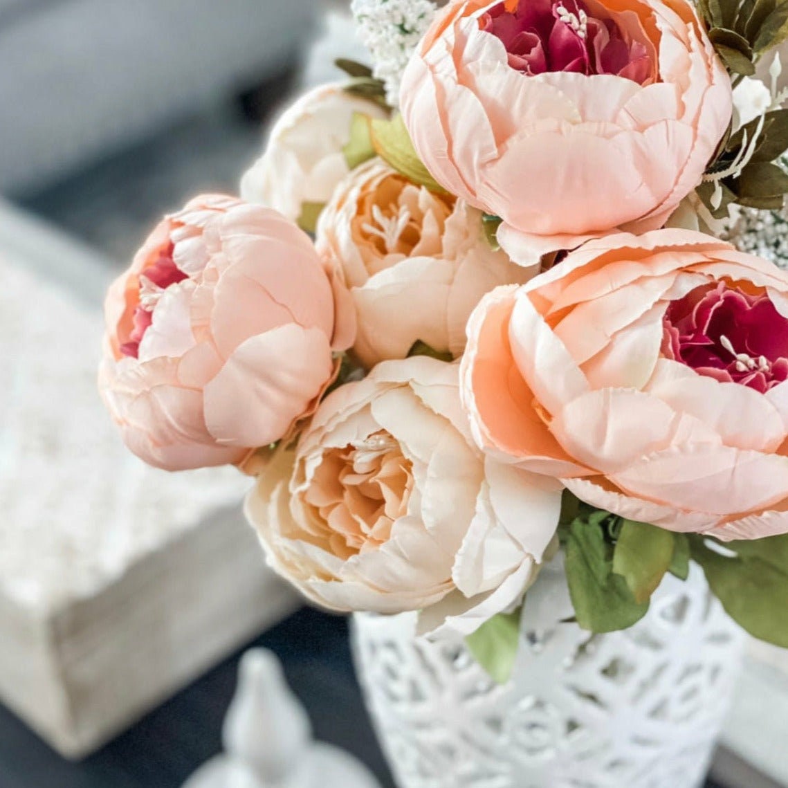Silk Peonies Bouquet Etsy