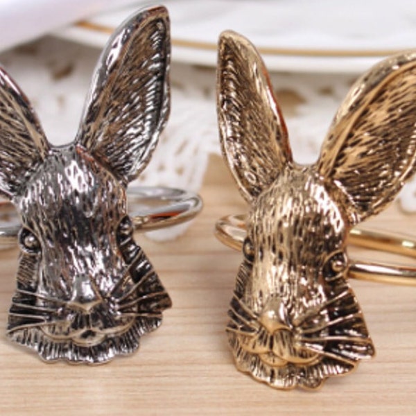 Vintage Rabbit Napkin Ring Set of 6