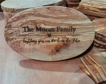 Personalized Rustic Olive Wood Cutting Board: Engraved Cheeseboard
