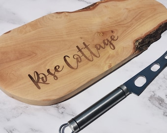 Personalized Olive Wood Cheese Board | Engraved Charcuterie Board