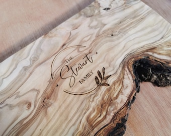 Personalized Olive Wood Cheese Board: Family Presentation Board