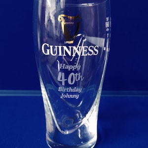 Personalised Engraved Birthday Guinness Glass 18th, 21st, 30th, 40th, 50th, 60th, 70th Birthday Gift Guinness Lover Gift for Him image 2