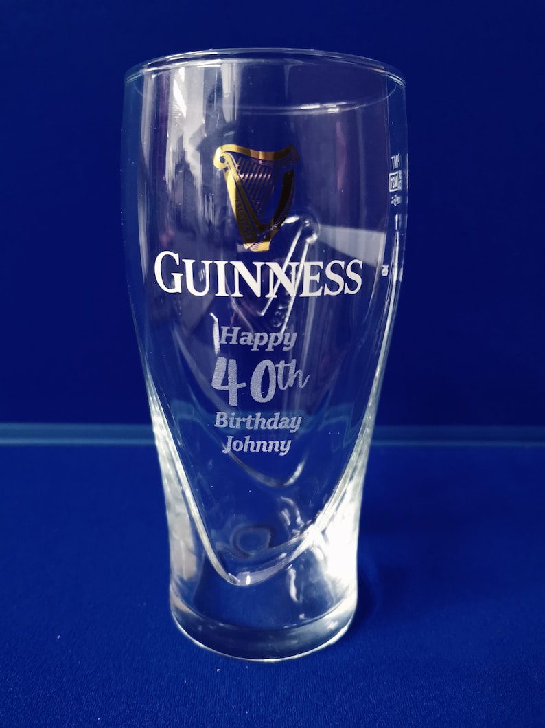 Personalised Engraved Birthday Guinness Glass 18th, 21st, 30th, 40th, 50th, 60th, 70th Birthday Gift Guinness Lover Gift for Him image 2