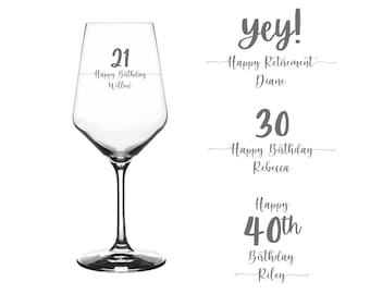 Personalized Engraved Wine Glass: Elegant Birthday Gift