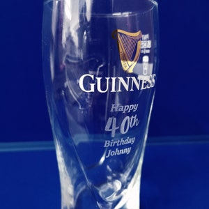 Personalised Engraved Birthday Guinness Glass 18th, 21st, 30th, 40th, 50th, 60th, 70th Birthday Gift Guinness Lover Gift for Him image 3