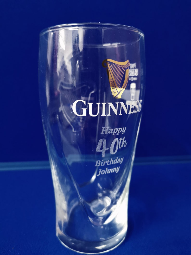 Personalised Engraved Birthday Guinness Glass 18th, 21st, 30th, 40th, 50th, 60th, 70th Birthday Gift Guinness Lover Gift for Him image 3
