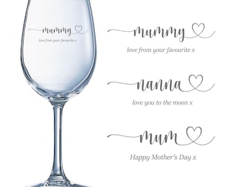 Personalised Engraved Wine Glass 280ml or 360ml | Mummy, Nanna, Mum, Grandma | Mother&#39;s Day Gift | Birthday Gift