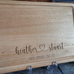 Engraved Wooden Cheese Board: Personalized Couples Gift