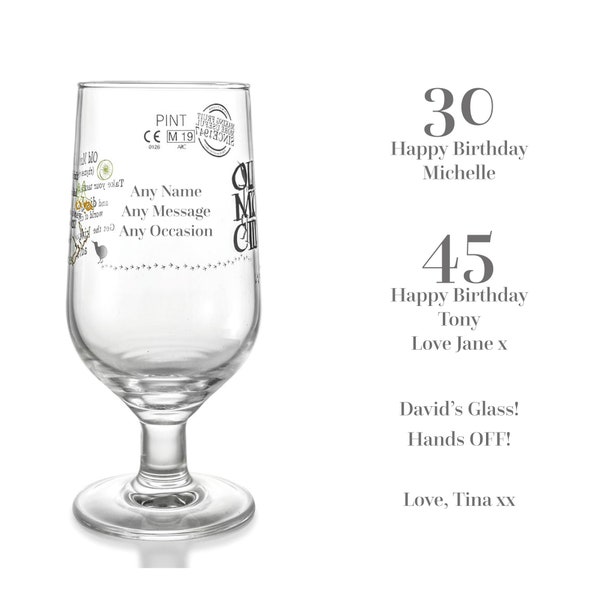 Personalisiertes graviertes altes Mout Apfelweinkelch-Pintglas | Geburtstag, Jahrestag, Valentinstag Geschenk | Apfelwein-Liebhaber