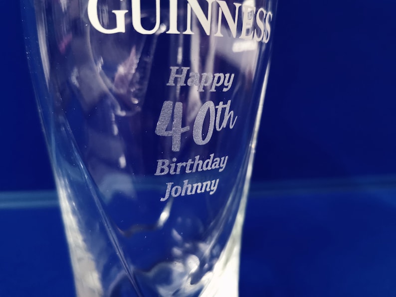 Personalised Engraved Birthday Guinness Glass 18th, 21st, 30th, 40th, 50th, 60th, 70th Birthday Gift Guinness Lover Gift for Him image 4