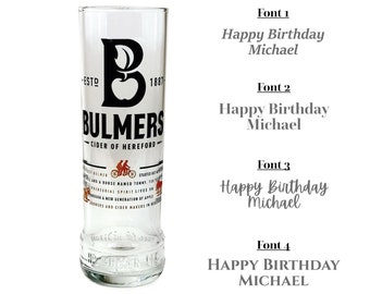 Bulmers Pint Glas mit Gravur | Jede Nachricht, jeder Anlass | Perfekt für Apfelwein-Liebhaber | Vatertag | Geburtstagsgeschenk | Jubiläum