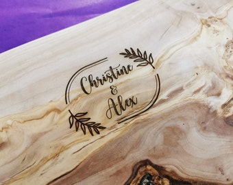 Personalized Olive Wood Cheese Board | Engraved Wedding Gift