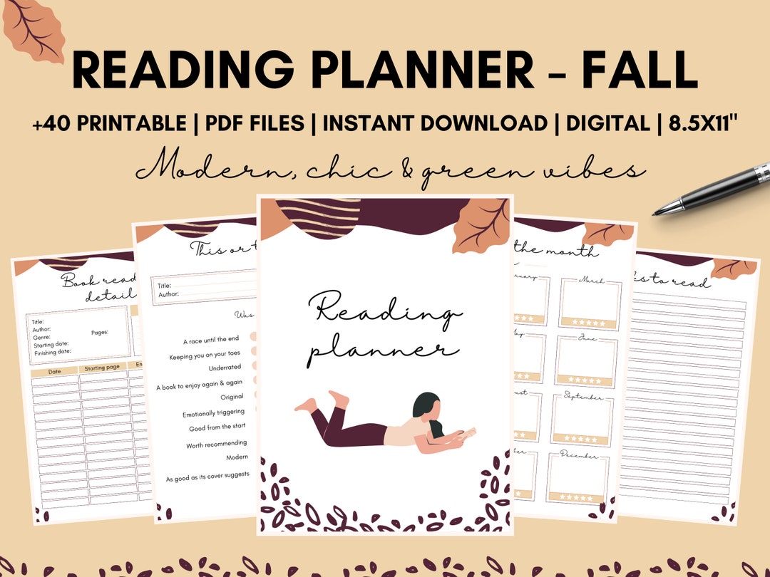 PDF Reading Planner Printable Fall Theme Book Review - Etsy