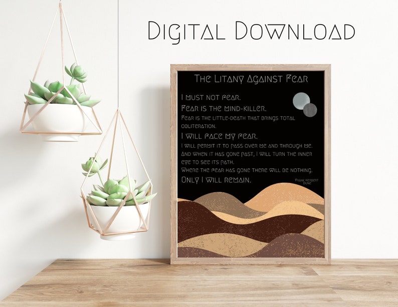 Litany Against Fear Printable Poster Frank Herbert Dune - Etsy