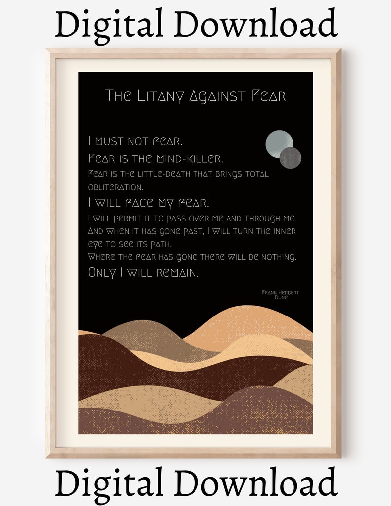 Litany Against Fear Printable Poster Frank Herbert Dune - Etsy