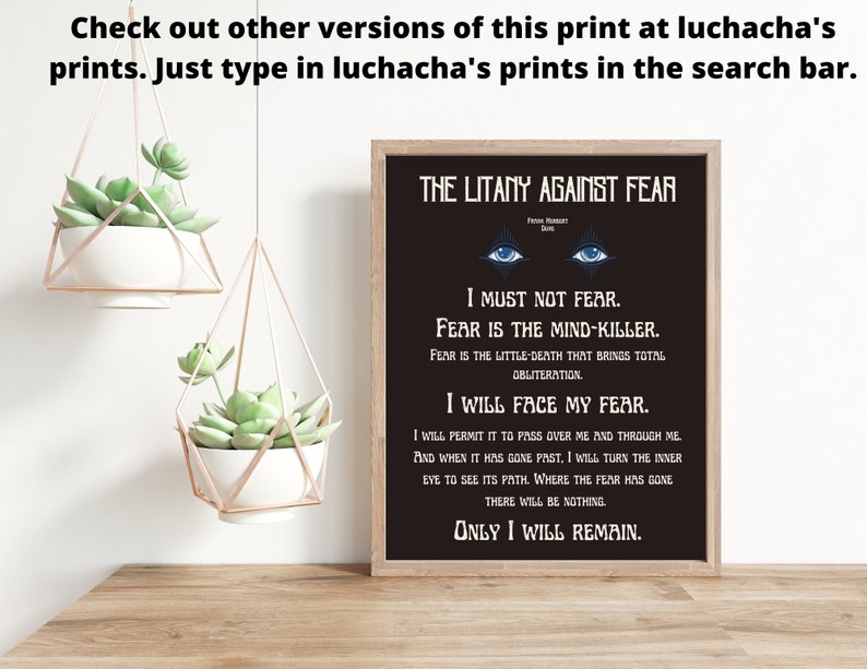 Litany Against Fear Printable Poster Frank Herbert Dune - Etsy