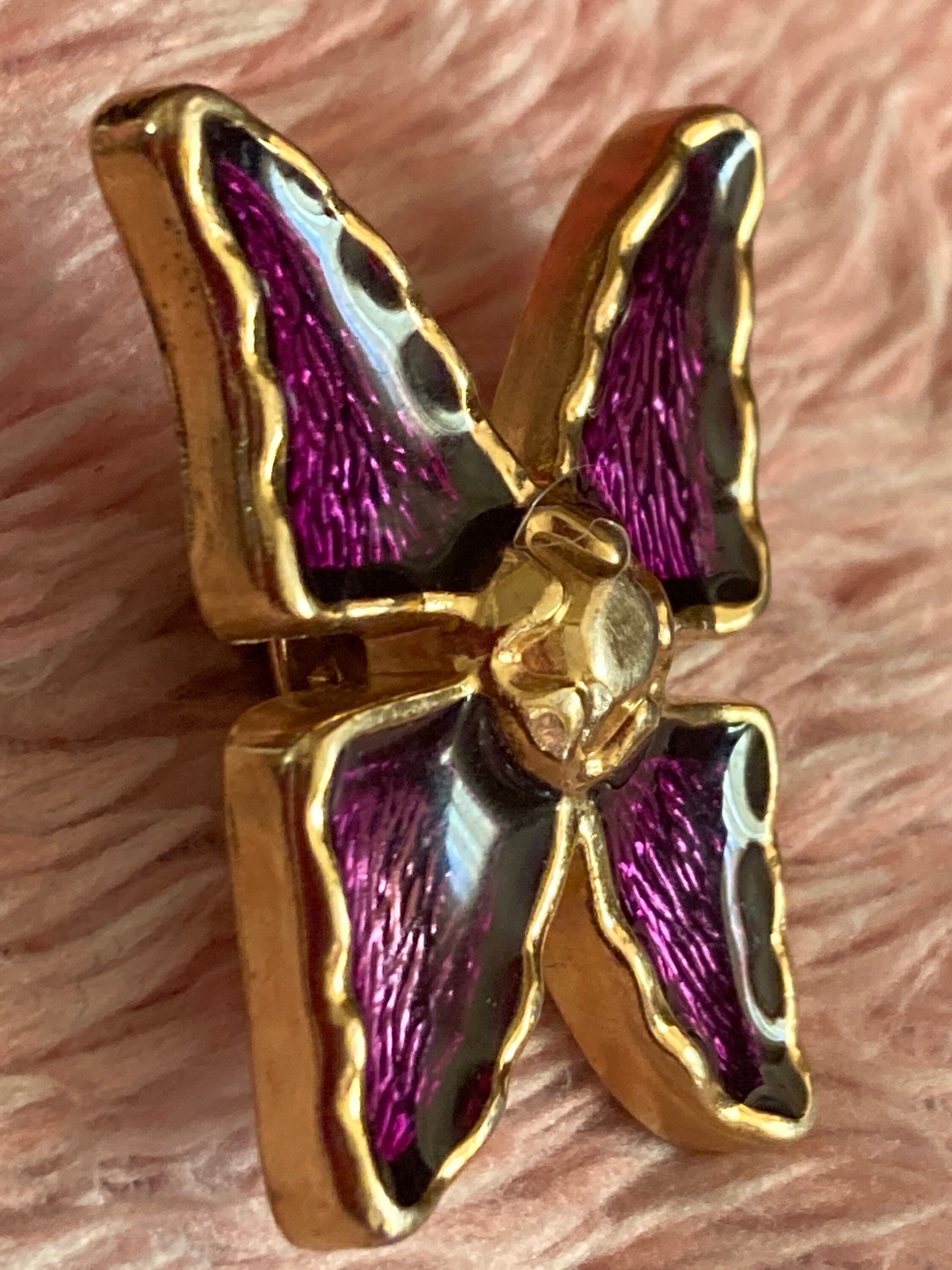 YVES SAINT LAURENT Butterfly Purple Pin Brooch Ysl Vintage - Etsy