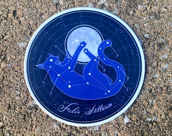 Sticker - Moon Cat - "Felis Stellarium" - Constellation Cat with Stars