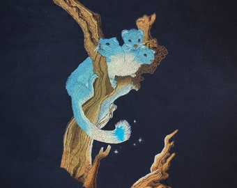 Embroidery Pattern & Guide: Cerberus Weasel - Thread Painting - Instant Digital Download - PDF Embroidery Pattern