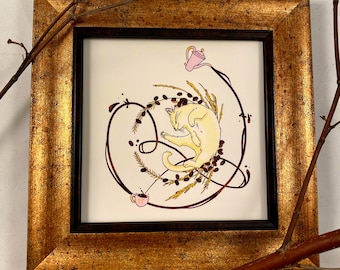 5x5 Print - Framed - Coffee Beans Cat