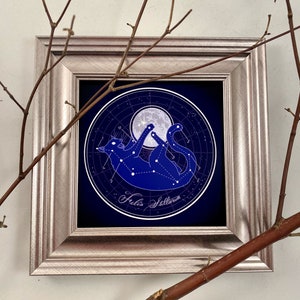Print - Moon Cat - "Felis Stellarium" - Constellation Cat with Stars