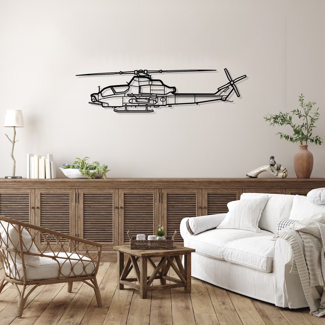 Bell AH1Z Viper Silhouette Metal Wall Art, Helicopter Metal Wall Decor, Helicopter Wall Art