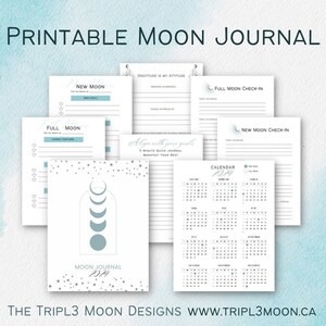 Moon Cycle Calendar Journal- Modern Blue Style - 2024 - Downloadable
