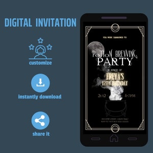 Witch wizard potion party digital video invitation, personalized, instant download Potion wizarding world party invite