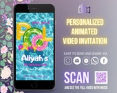 Pool Party digital video invitation, personalized, instant download  summer party invite