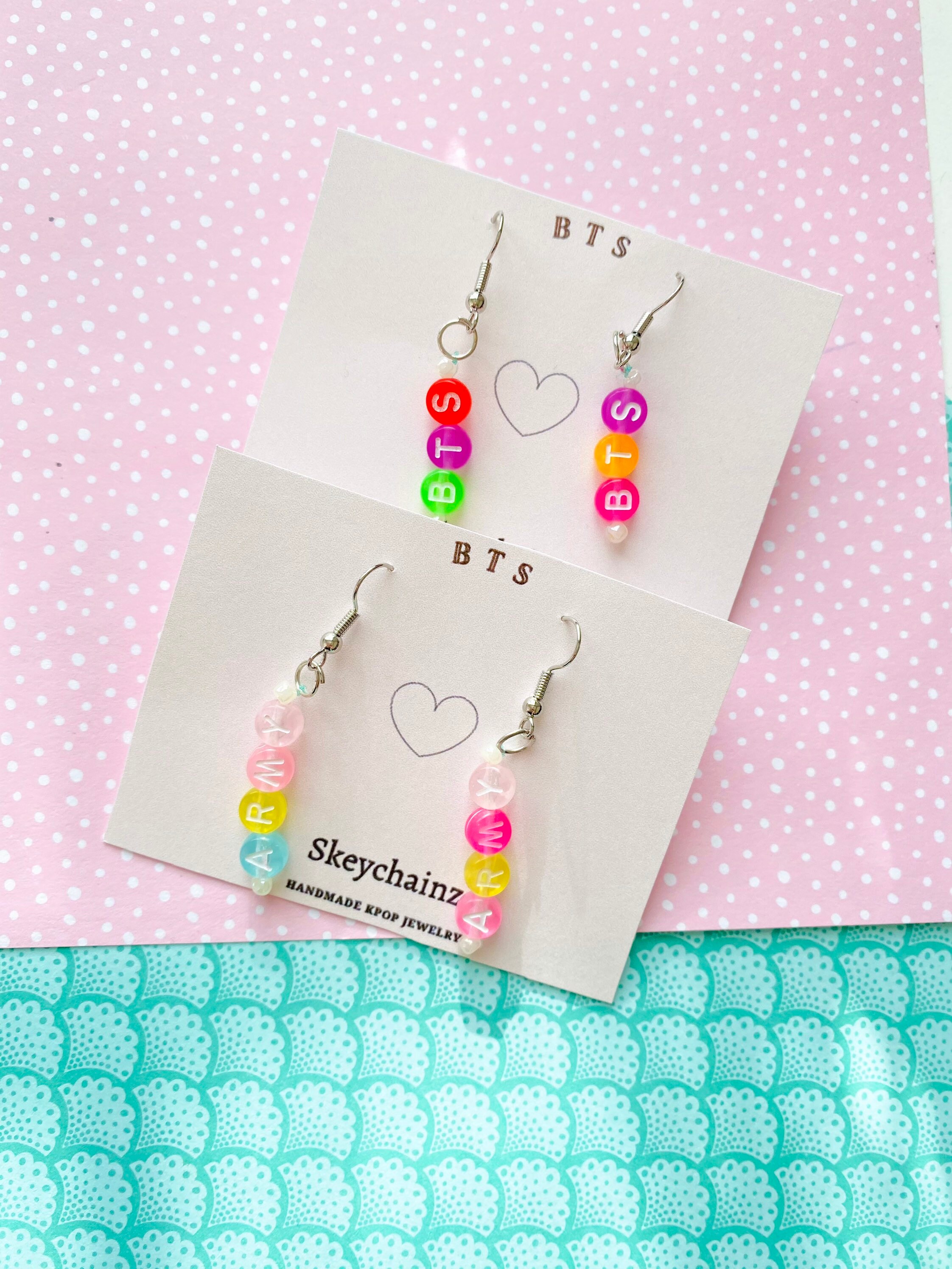 BTS Beaded Earrings Set bts army Etsy Hong Kong