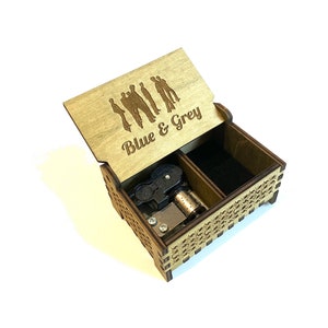 Blue & Grey | BTS | Wind-up Music Box | Custom Engraving | Storage Compartment for Small Keepsakes | Great Gift for BTS Fans