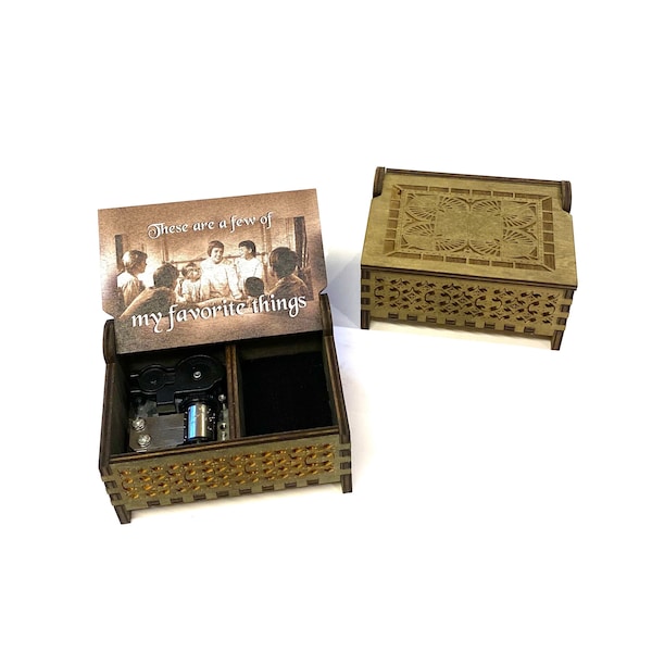 My Favorite Things | Wind-up Music Box | Custom Engraving | Storage Compartment for Small Keepsakes | Great Gift for The Sound of Music Fans