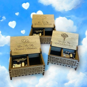 You Are My Greatest Adventure Music Box | Wind-up and Hand-crank Version | Custom Engraving | Perfect Anniversary Gift for Your Loved Ones