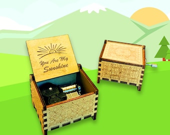 You Are My Sunshine | Wind-up & Hand-crank Music Box | Custom Engraving | Perfect Gift for Your Loved Ones