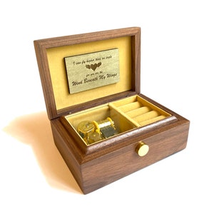 Wind Beneath My Wings | Ring Holder Music Box | Custom Engraving | Custom Photo | Compartment for Small Keepsakes | Gift for Music-lovers