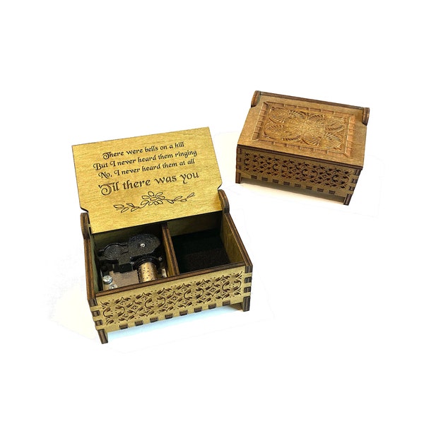 Till There Was You | Wind-up & Hand-crank Music Box | Custom Engraving | Storage Compartment for Small Keepsakes | Gift for Your Loved Ones