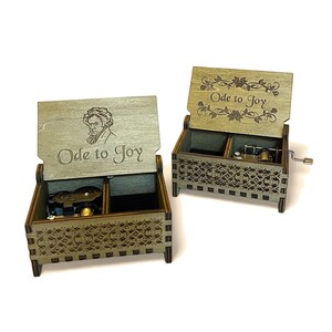 Ode to Joy Music Box | Wind-up and Hand-crank Version | Custom Engraving | Compartment for Small Keepsakes | Gift for Classical Music Lovers